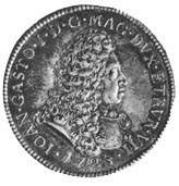 Giovan Gastone in una moneta del 1723
